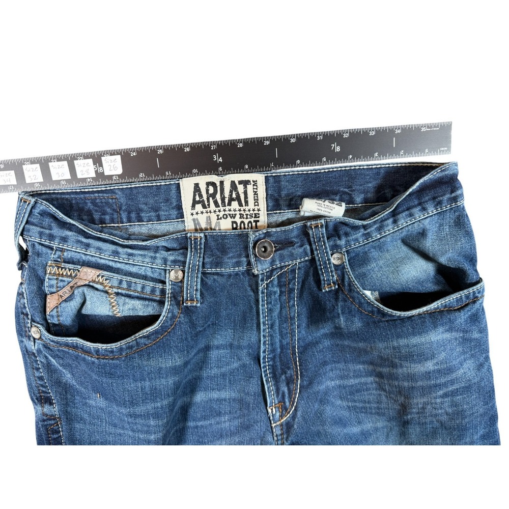 Ariat M4 Authentic Boot Jeans Mens 32x32 (33x30) Blue Denim Low Rise Distressed - Picture 5 of 7